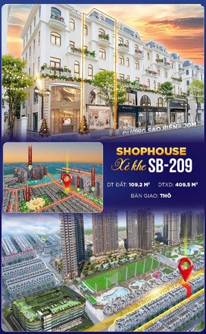 bán nhanh siêu phẩm shophouse 109m2 2 mặt tiền đường 20m vin 2