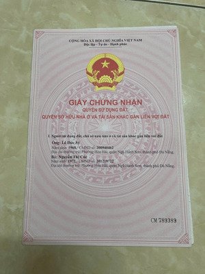 mặt tiền lưu văn lang ( kẹp cống ) 109m2 vị trí đẹp số 1 biển sơn thuỷ