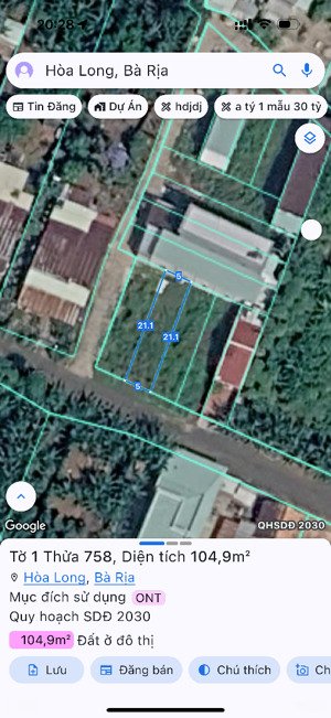 đất nền thổ cư phường tam long, tp hcm dt: 5x21 full thổ, giá 1ty680tr