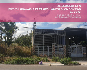 4.5 tỉ - 100 thôn hòa nam 1, xã ea nuôl, huyện buôn đôn, tỉnh đắk lắk