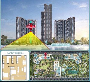 bán căn 2pn 2vs masteri grand coast - view trực diện hồ tạo sóng - chiết khấu 17,3% - lh 