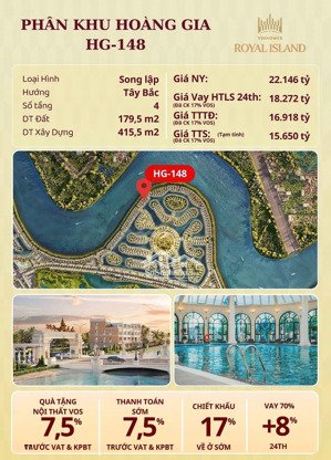 giá ưu đãi 2026 - 15,65 tỷ - biệt thự song lập hoàng gia vihomes royal city (vũ yên) 4 tầng