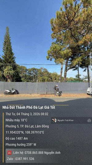 bán đất mặt tiền camly phường camly thành phố đà lạt 4555m2 giá 6,5tr/m2