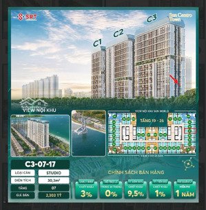 bán cc 1pn 1wc tại sun centro town, trả trước 800 triệu, 34.2m2