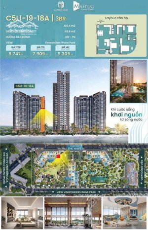bán cc 3pn, 2wc, 113.6m2 tại masteri grand coast, 7,909 tỷ, long hưng, văn giang