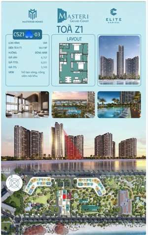 masteri grand coast ocp2 căn 3pn hướng đông nam chỉ 61tr/m2. lh 