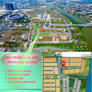 siêu phẩm lô góc 2 mặt tiền - đối diện 3 công viên phân khu r3 fpt đà nẵng