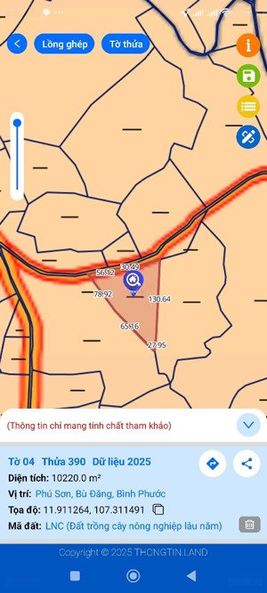 bán đất rẫy điều 10.220 m2 tại sơn lang, phú sơn, bù đăng, bình phước