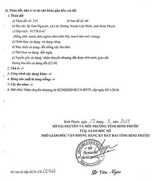 bán đất tại ấp tam nguyên, xã lộc quang, 15,7 tỷ, 19578 m2, giá tốt