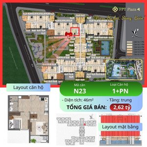 plaza 4 - căn 1pn+ n23 giá rẻ 2,62 tỷ 46m² | xem thêm 5+ căn 1pn f4 giá tốt