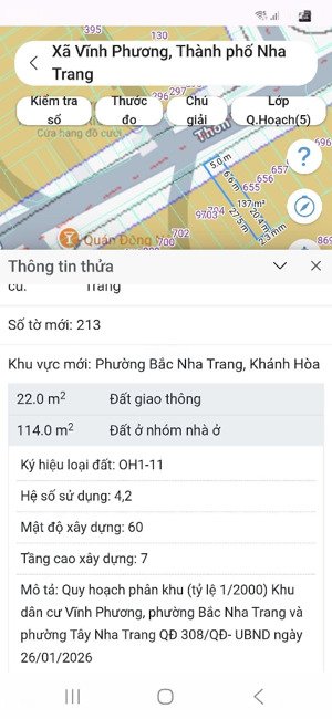 mặt tiền hl 45 vĩnh phương ( phường bắc nha trang) hiện trạng 13m qh 20m. số đỏ full đất ở