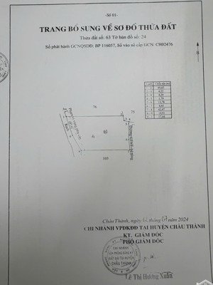 bán gấp lô đất full thổ dt 1424,1m2 tại xã thuận mỹ- gần trung tâm châu thành -giá 10.9 tỷ