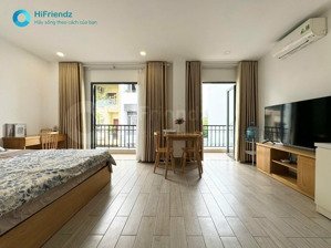 [ thảo điền quận 2 ] căn hộ studio 2 ban công view trực diện sông _ layout gỗ sang _ full nt