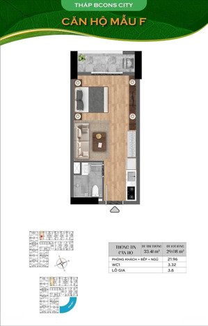 căn 1pn tầng trung 2,450 tỷ full tháp bcons city - sẵn hđ thuê 10 triệu/tháng