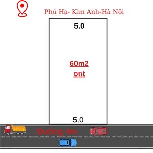 bán nhanh trong tuần lô đất đẹp 60m2 tại phú hạ kim anh hà nội