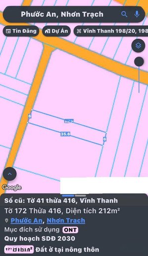 bán đất vĩnh thanh, nhơn trạch. full thổ cư, dt 212m2, giá tốt, sổ cất két, giao dịch nhanh chóng
