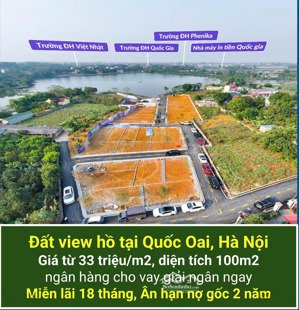 lô đất view công viên 100m2 và hồ tại quốc oai, hà nội