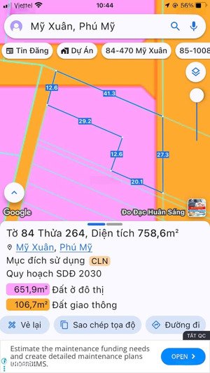 bán lô đất 27m mặt tiền đường võ thị sáu, tp phú mỹ giá 7,2 tỷ