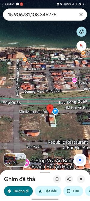 mặt tiền lạc long quân biển an bàng hội an view công viên