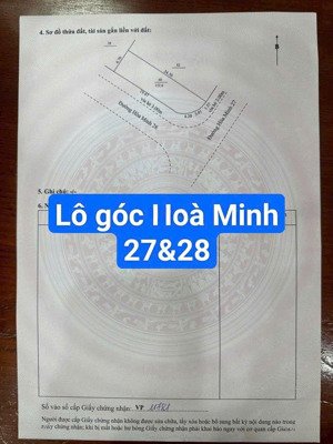 lô góc 2 mặt tiền hoà minh 28 & 27 cạnh hồ tùng mậu.s= 152.6m2 giá: 11.8 tỷ