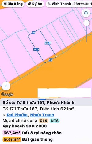 bán đất mặt tiền đường phạm thái bường, phước khánh, nhơn trạch. dt 621m2, lh ngay, hỗ trợ 24/7