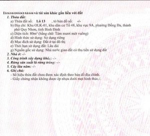 hot hot ! chỉ 1 lô duy nhất mt chính trần văn dũng hà thanh 2, dt :80m2 ngang 4 , giá chỉ 3 ty450