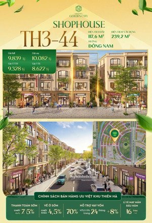 bán shophouse th3-44 vinhomes dương kinh ( golden city) 117,6m² giá từ 8,62 tỷ