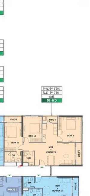 thiết kế layout 3 logia siêu thoáng, layout bếp giấu