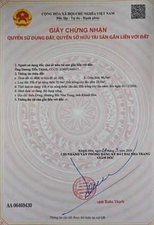 90,5m2 thổ cư gần ubnd xã vĩnh phương (cũ), mặt tiền hơn 9m - chỉ 1.550.