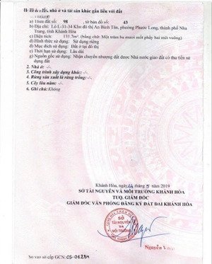 lô góc đẹp đối diện công viên sổ hồng cá nhân kdt an bình tân nha trang dt 131m2 ngang 7.2m