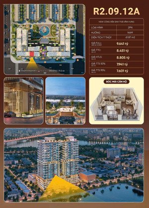 cc rivea hà nội - căn 2pn tầng 9 diện tích 62m2 hướng nam sảnh căn hộ view hồ vĩnh hưng giá 7,6 tỷ