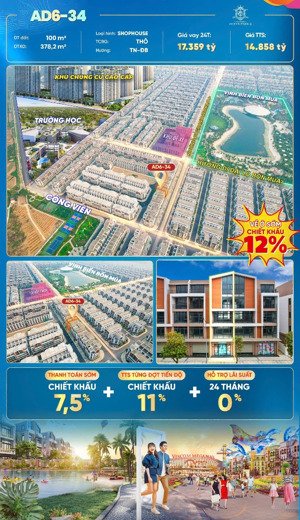 chính chủ cắt lỗ shophouse 2 mặt tiền trục thông ánh dương, 100m2 giá 14 tỷ