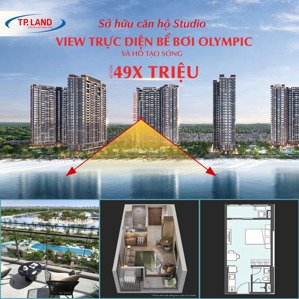 bán căn studio tầm view ôm trọn bể bơi olympic và công viên hồ tạo sóng royal wavepark giá 2,3 tỷ