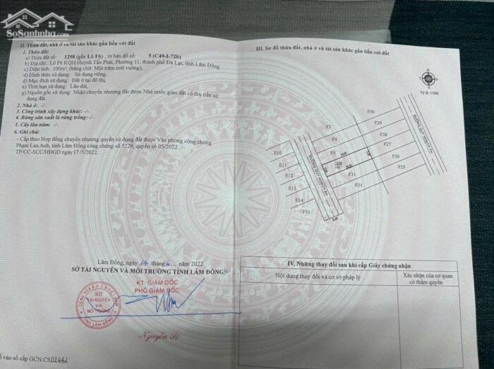 Hình ảnh Cần bán gấp lô đất KQH lô F6 siêu nổi tiếng tại P11 - Đà Lạt. Giá : 5,7 Tỷ 6