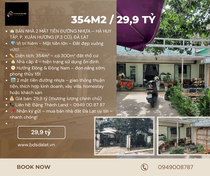 Hình ảnh THÔNG TIN CƠ BẢN BÁN NHÀ 2 MẶT TIỀN ĐƯỜNG NHỰA – HÀ HUY TẬP, P. XUÂN HƯƠNG (P.3 CŨ), ĐÀ LẠT 0