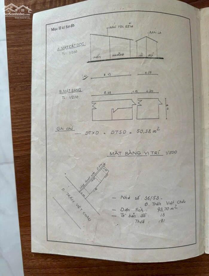 Hình ảnh BÁN NHÀ TRỆT CŨ, MẶT TIỀN ĐƯỜNG TRẦN VIỆT CHÂU, NẰM XÉO CHỢ AN HÒA 3