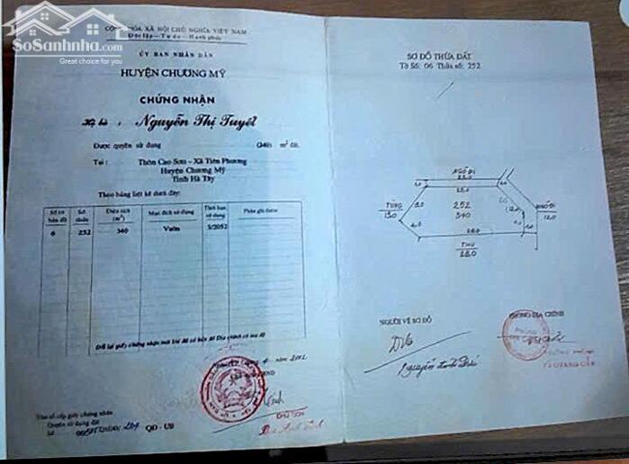 Hình ảnh Bán mảnh đất vườn 340m² tại Tiên Phương, P. Chương Mỹ, Hà Nội. Đường Ô TÔ tải đậu tại đất. GIÁ CÒN TỐT. 1