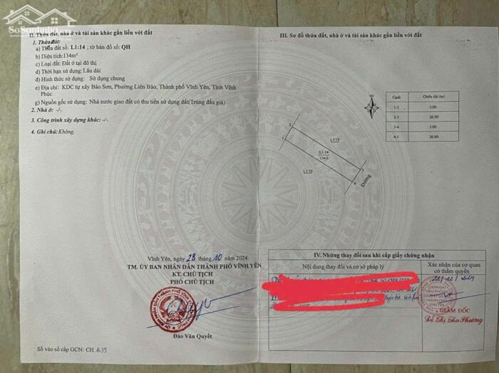 Hình ảnh Bán đất đấu giá hồ Bảo Sơn, Liên Bảo, Vĩnh Yên, Vĩnh Phúc 2