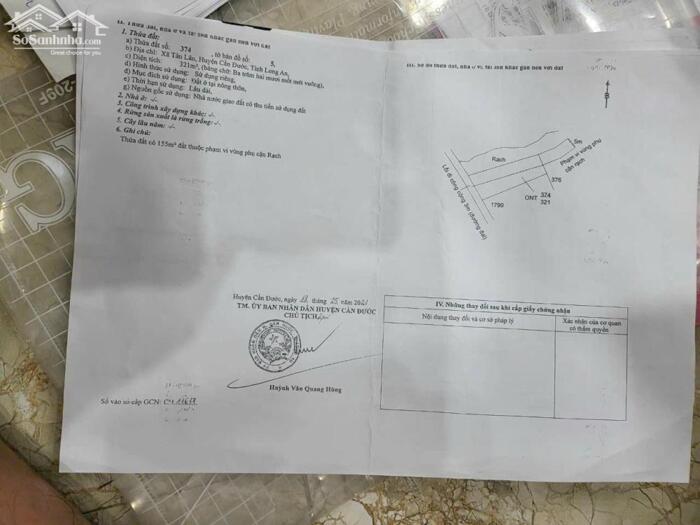 Hình ảnh Đất thổ 321m2 xã Tân Lân giá rẻ đầu tư 1 tỏi 1 hết sổ 3