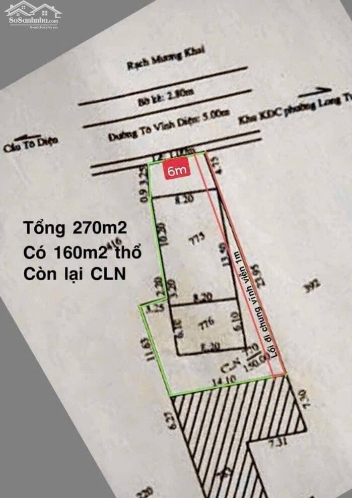 Hình ảnh Nền 270m2 Mặt Tiền Bờ Kè Đường Tô Vĩnh Diện, P.Long Tuyền, TP.Cần Thơ 0