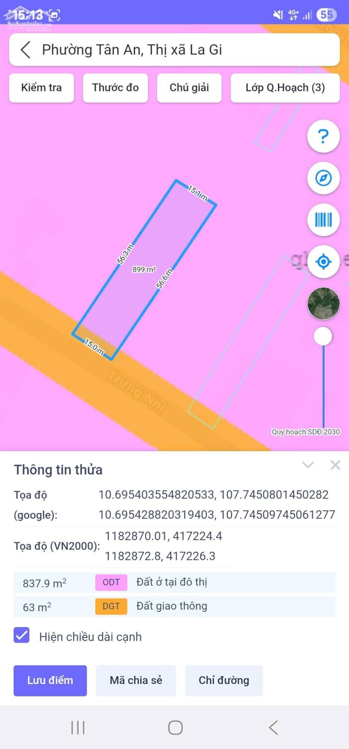 Hình ảnh Lô Đất 15x60( 897m2) 175m2 Thổ Cư Trưng Nhị Tân An Giá Cực Ngộp 1