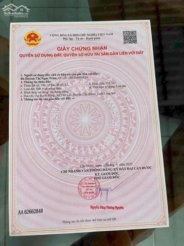 Hình ảnh Đất thổ 123m2 mt đường nhựa 7 mét xã Tân Lân giá rẻ đầu tư 980tr 3