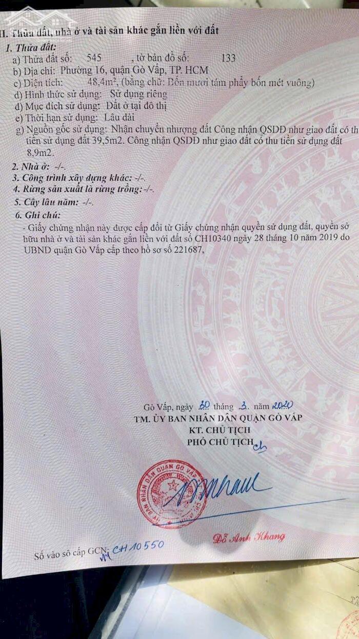 Hình ảnh Bán nhanh lô đất hẻm 350 Nguyễn Văn Lượng, p16, Gò Vấp 0