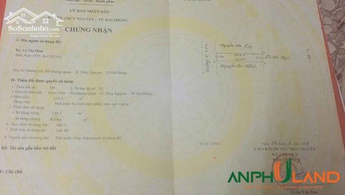 Hình ảnh Cần bán lô đất 135m2 trục chính tại phường Thủy Nguyên ( xã Dương Quan), TP Hải Phòng 0