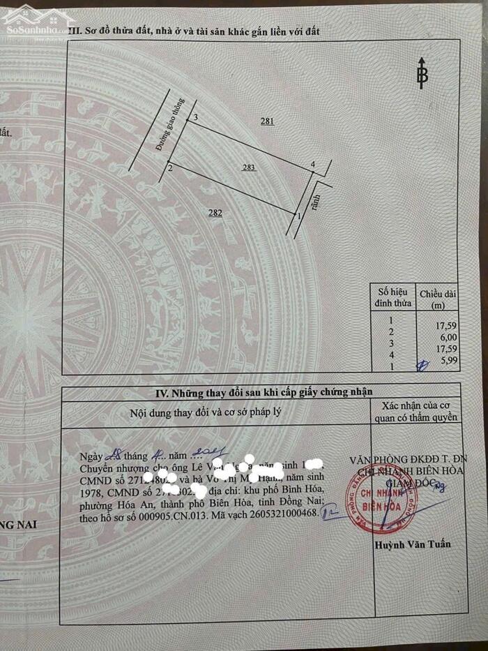 Hình ảnh ĐẤT TÁI ĐỊNH CƯ – P. BIÊN HOÀ (Bửu Hoà) Đường thông xe tải, vỉa hè 3m 3