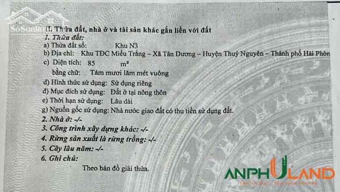 Hình ảnh Bán 2 lô đất liền tại mặt đường Máng Nước, P. Thủy Nguyên ( xã Tân Dương), TP Hải Phòng 0