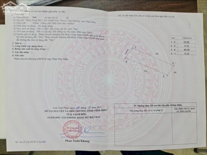 Hình ảnh Bán đất 100m2, hướng tây bắc tại thôn Mới, Thanh Vân, Tam Dương, Vĩnh Phúc 0