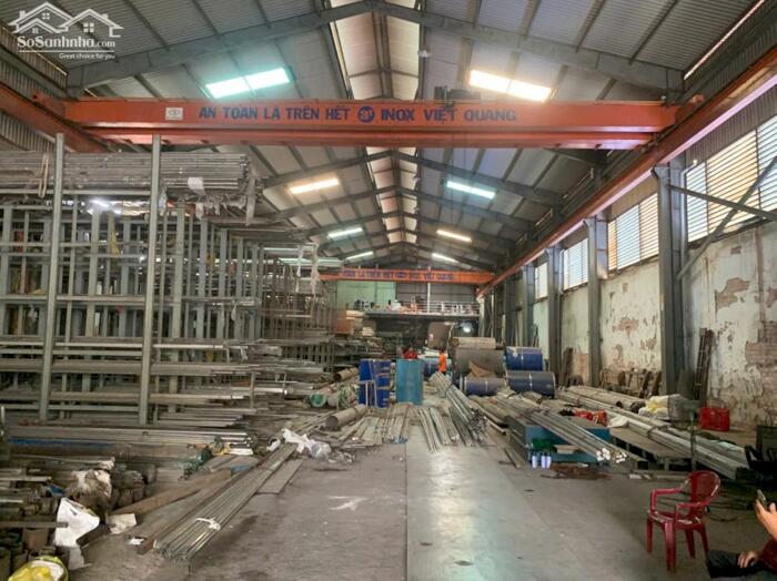 Hình ảnh https://khoxuongmiennam.com.vn/ Cho thuê Kho Xưởng 1.400m2 Bình Tân. Có sẵn 2 Palang, cẩu trục 0