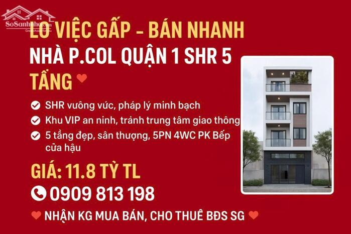 Hình ảnh ️️️Lo Việc GẤP Bán Nhanh Nhà P.COL Quận 1 SHR 5 Tầng.️️️ 0
