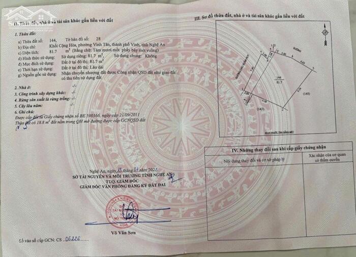 Hình ảnh Bán đất 82m2 có Ốt cho thuê, mặt tiền 9m đường Cao Xuân Huy, TP Vinh 0